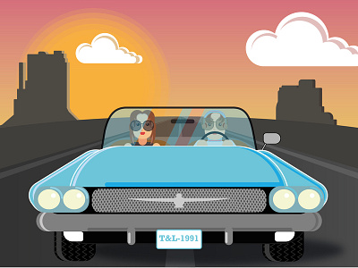 Thelma & Louise adobe illustrator cc flat design illustration vector