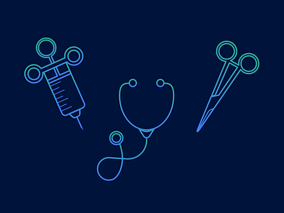 Tools For Dribbble chuck design icon ios macos medical medicine sketch stethoscope syringe tools vector