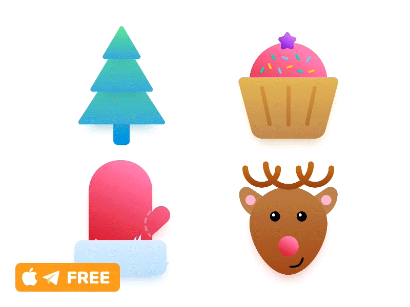 10× Christmas Stickers christmas colors deer gif gift holidays new year sketch snowman stickers vector winter