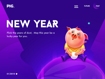 2019-New Year 2019 caracter design illustration newyear pig purple vector web