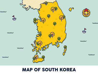 Map Of South Korea animation cute design graphic design illustration infographic korean map illustration motion graphic