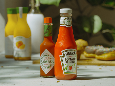 Ketchup & Tabasco 3d artist c4d heinz illustration ketchup octane realistic rendering still life tabasco xparticles