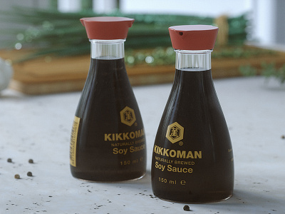 KIKKOMAN 3d artist c4d interior kitchen lighting octane realistic rendering soy sauce still life