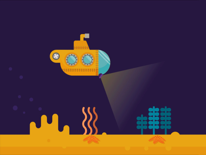 Submarine 2d after animation art dubai effects flat graphics illustration loop motion vector