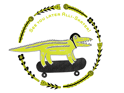 See you later Alli-Skater! alligator design design for kids gator illustration illustrator photoshop printing screenprinting skate skater