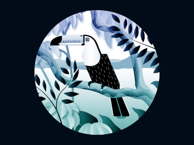 Toucan can bird blue illustration jungle