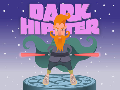 Dark Hipster 2 beard cartoon character dark hipster jedi lightsaber sith star wars