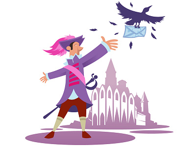 Send a message character creative france mail message motion design musketeers pigeon retro send uniform