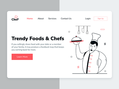 Chef Website branding chef commerical doodle illustraion landingpage layout uidesign uiux website