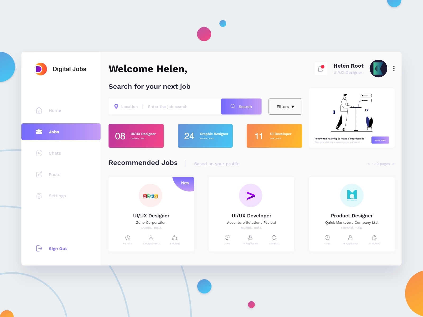 Job Dashboard UI by Karthikraja on Dribbble