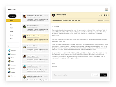 Email Application 100 daily ui black and yellow dailyui design deskstop digital dribbble email app email application minimal minimal design typography userexperiencedesign userinterfacedesign ux web website
