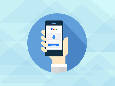 Mobile in hand Icon blue circle icon design gmail hand icon mobile sign up ui