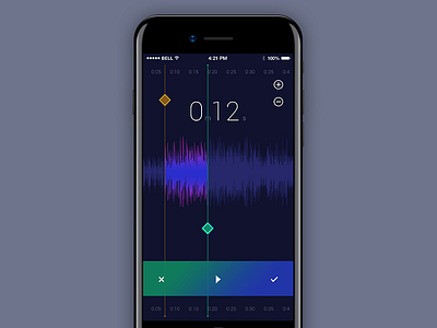 Audio Editor - iOS app app design audio black blue dark editor purple slider ui