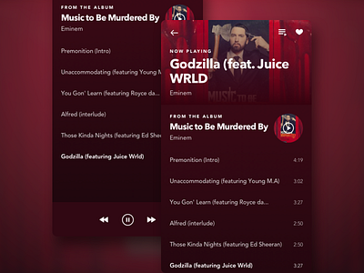 music player red album album cover mobile music music app music player next pause playlist