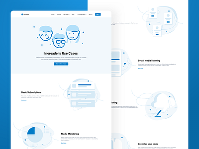 Use Cases Landing Page blue illustrations landing people use case user