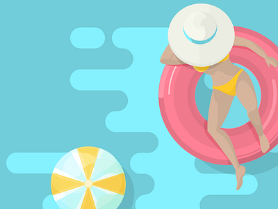 Summer ball beach blue float floating hat pink pool sea summer swimsuit water yellow