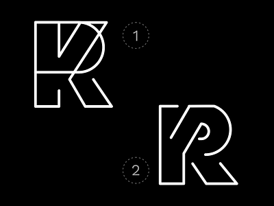 K + R alphabet lettering lettermark letters lines logo outine whitespace