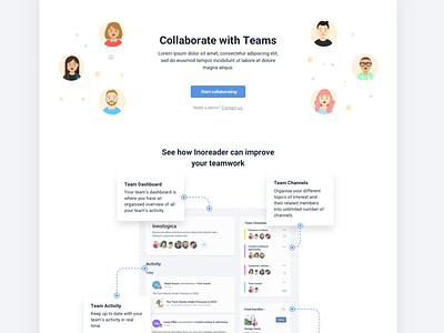Teams Presentation avatars collaboration features landing teams tooltips ui web