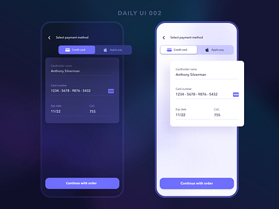 Daily UI 002 Credit Card Checkout checkout credit card daily ui dark theme ios mobile ui