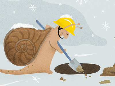 Snail digs illustration snail snow