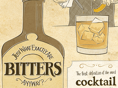 Bitters cocktails illustration lettering
