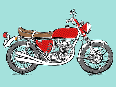 Big red bike illustration motorcycle