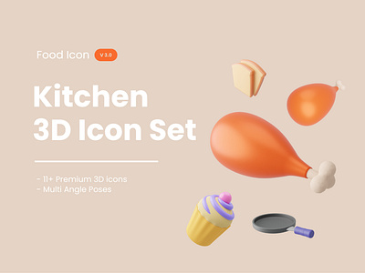 Kitchen/Food 3D Icon Set 3d blender