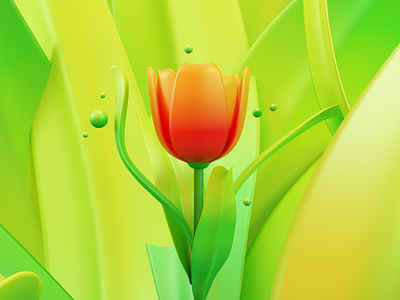 Tulip 🌷 3d 3dillustration 3drender animation flower illustration peachtober
