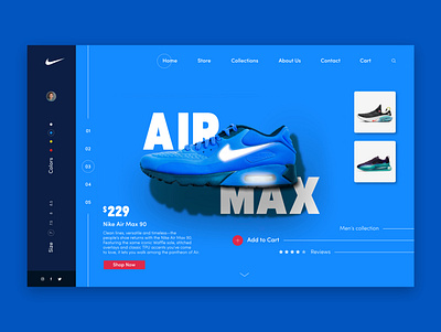 Nike Air Max UI/UX design concept blue concept design nike air max nike shoes shoe ui user experience user inteface ux web webdesign