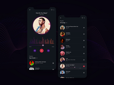 Music Player App. UI/UX design / Dark Theme app black concept dark ui design mobile design music app ui music player ui ui user experience user inteface ux web