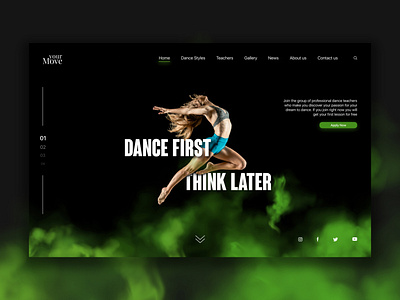Dance School Website UI/UX Design concept black concept dacer dance dance school design green ui user experience user inteface ux web webdesign