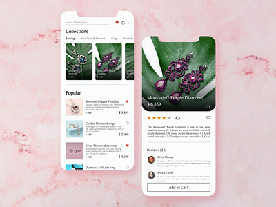Jewellery app UI/UX design concept commercial concept design diamond earrings jewelery mobile app mobile ui necklace online shopping ring ui user experience user inteface ux