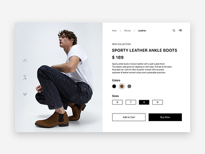 Man Shoes - Single Product Page Design concept design fashion man page design shoes single product style ui user experience user inteface ux web webdesign