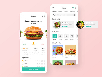 Food (Burger) Delivery - Mobile App UI/UX Design burger concept delivery app design food app mobile app design ordering ui user experience user inteface ux