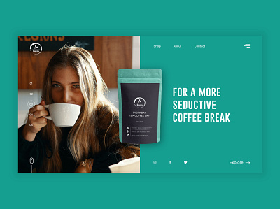 Website for Coffee Brand UI/UX Design concept coffee brand coffee website concept design turquoise ui user experience user inteface ux web webdesign