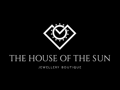 "The House of the Sun" logo black boutique diamond house jewellery logo monochrome sun white