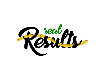 "Real Results" logo concept for losing weight company black concept design graphicdesgn green logo losing real result weight yellow