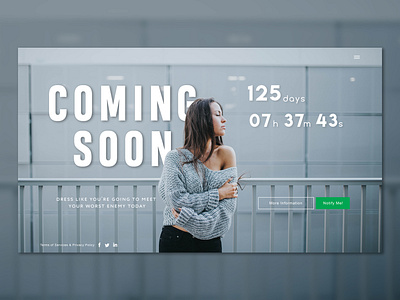 "Coming Soon" UI design page concept for Fashion Website coming soon page design fashion ui user experience user inteface ux web desgin