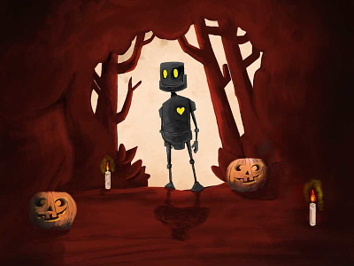 Pumpkin halloween halloween illuatration robot tin tin man