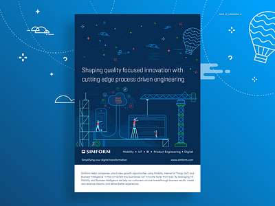 Brochure design for Simform's offerings branding brochure illustration iot mobility product engineering