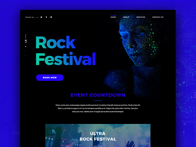 Rock Festival concert creative festival gradient ui ux web webpage. landing website