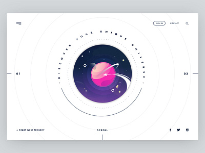 Universe | landing page banner design earth landing page minimal space ui web website