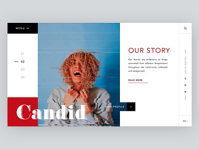 Our Story banner candid creative design landing page minimal our story responsive ui web website