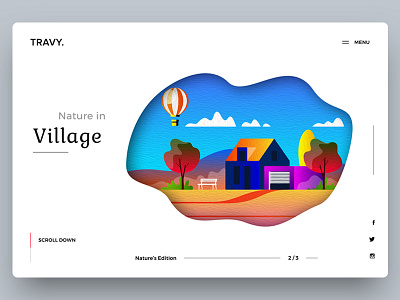 Nature banner clean creative illistration landing page minimal nature ui village web website