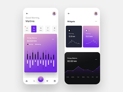 Calories Consumption App UI Design. app balance calories creative dashboard graphic health icon minimal ui ux