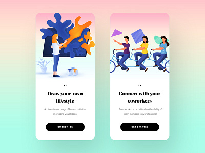 On boarding art creative illustration introducation iphonex minimal mobile app onboarding ui ux walkthrough