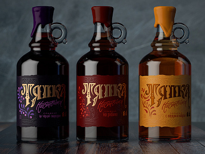 Liquor “Tyapka” alcodesign bear concept khohloma lettering liquor packagingdesign russianidea