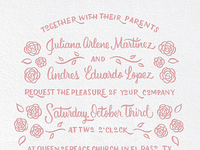 J&A Wedding II brush script invitation letterpress type typography wedding