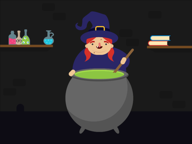 Hubble Bubble after animation cauldron design effects flat halloween potion stir witch