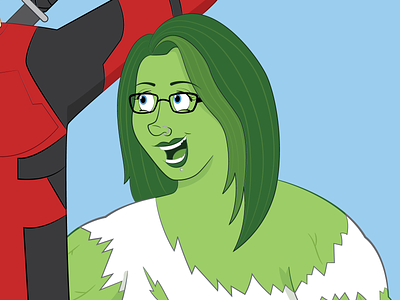 She Hulk alternative cartoon commission girl goth green hero hulk marvel portrait she hulk shehulk woman